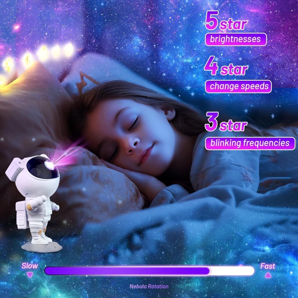 Proyector estrellas astronauta, ideal para que tu hijo se relaje y se duerma.